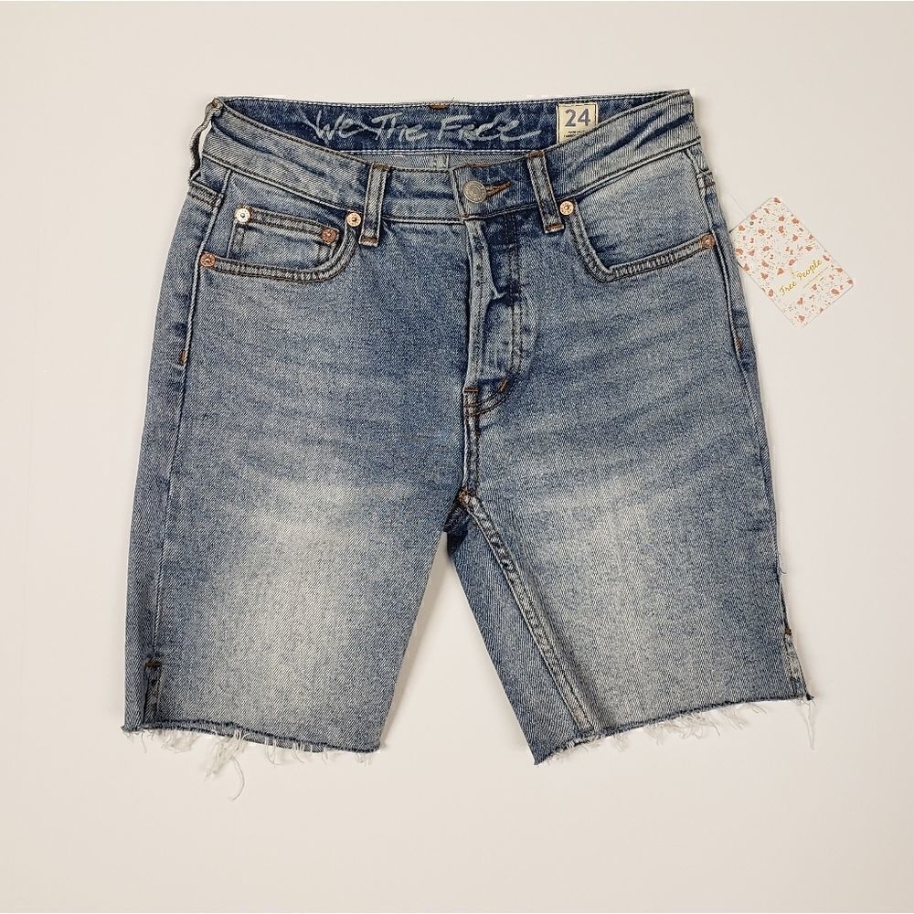 Free People Avery Denim Raw Hem Bermuda Shorts - Picture 4 of 5